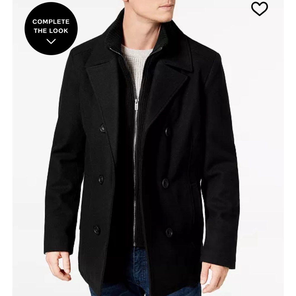 Reaction Kenneth Cole Black Wool Blend Peacoat